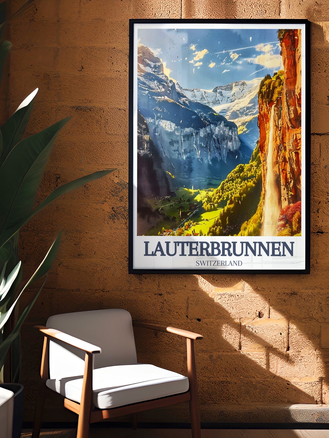 Lauterbrunnen Switzerland Valley Waterfall Swiss Alps Scene Poster - Image 2