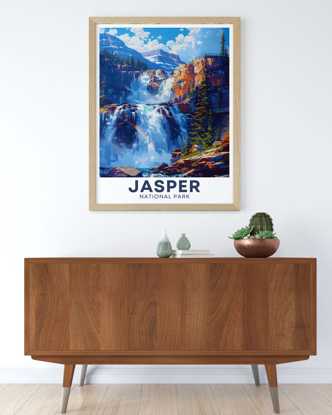 Jasper National Park Athabasca Falls Rainbow Mist Canyon Poster - Image 2