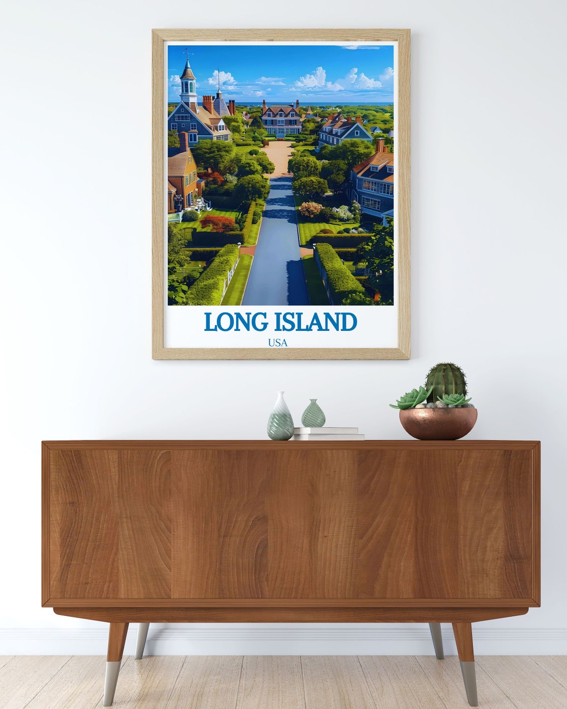 Long Island USA Upscale Hamptons Village Street Houses Travel Poster - Image 3