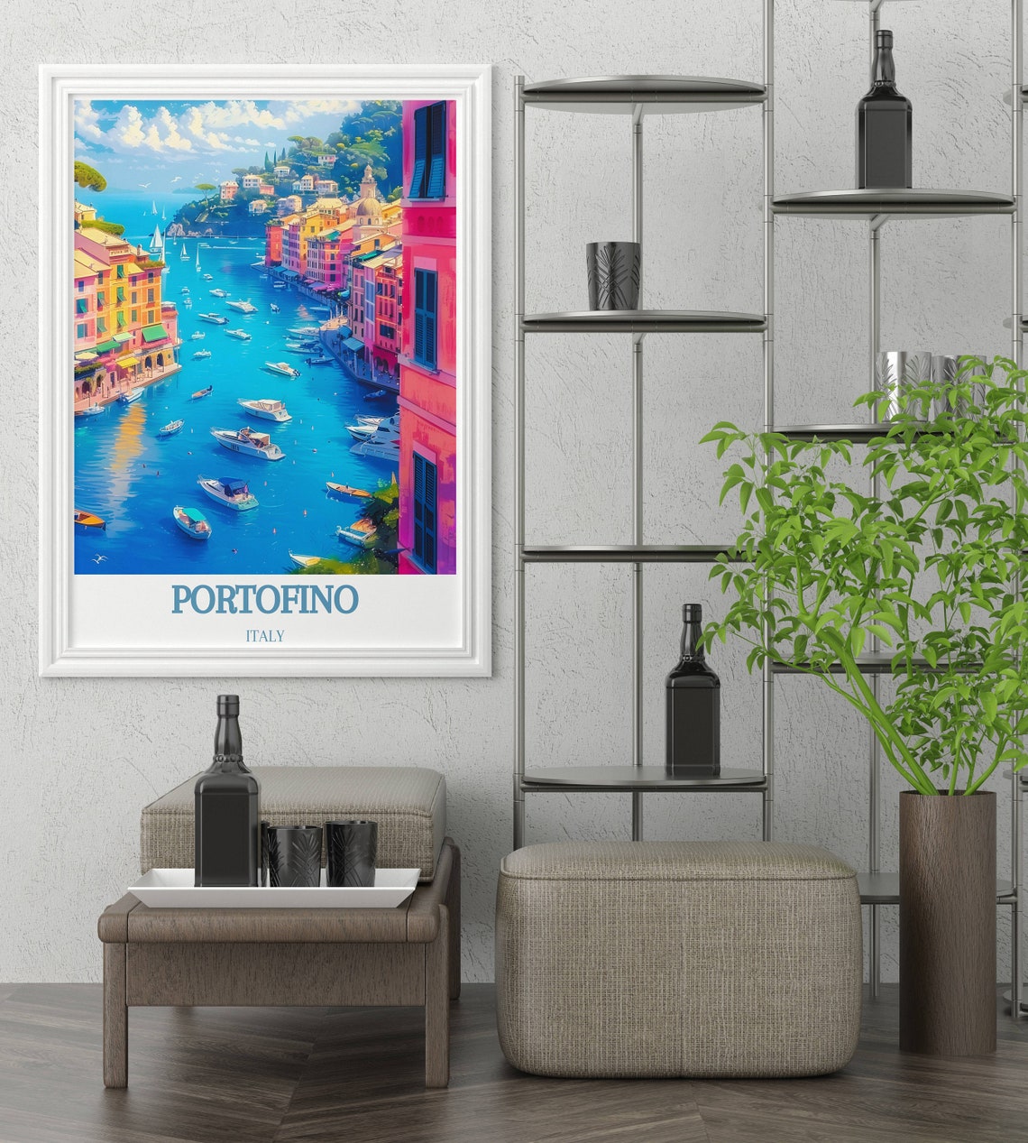 Portofino Illustrated Perfect Travel Posters Portofino Travel Prints Harm Of Italy With Portofino Wall Art Pieces - Image 2