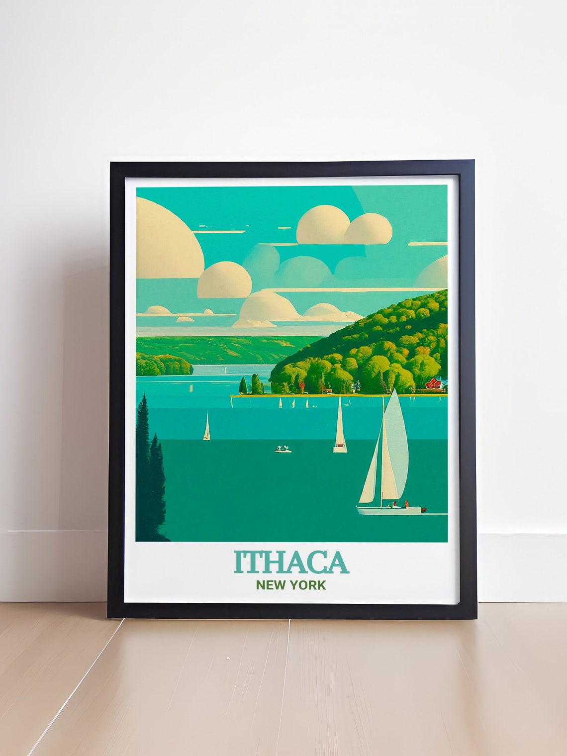 Ithaca Cayuga Lake Sailboats Retro New York Lakeside Sailing Poster - Image 4