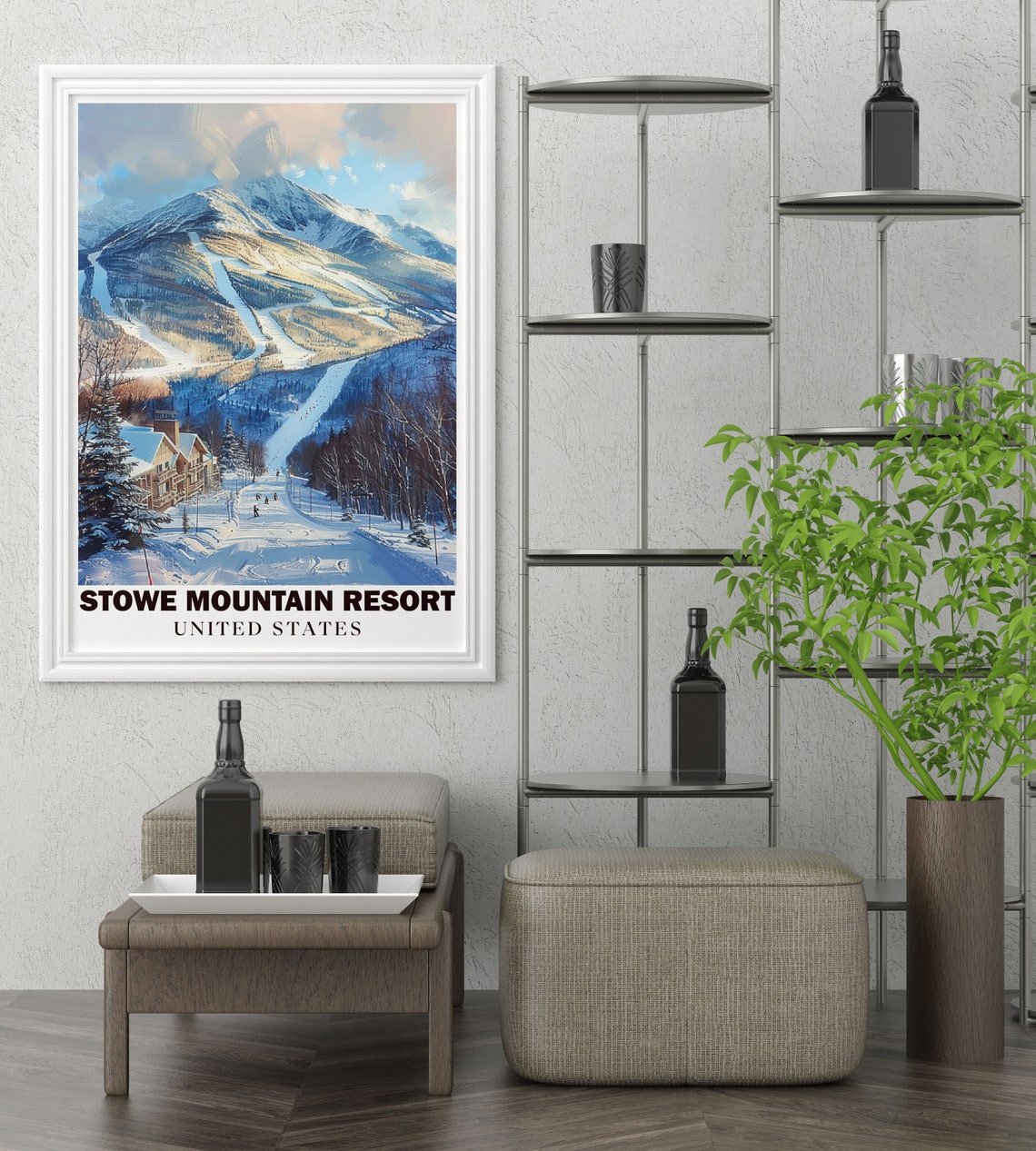 Stowe Mountain Resort Snowy Ski Trails Vermont Winter Art Poster - Image 3
