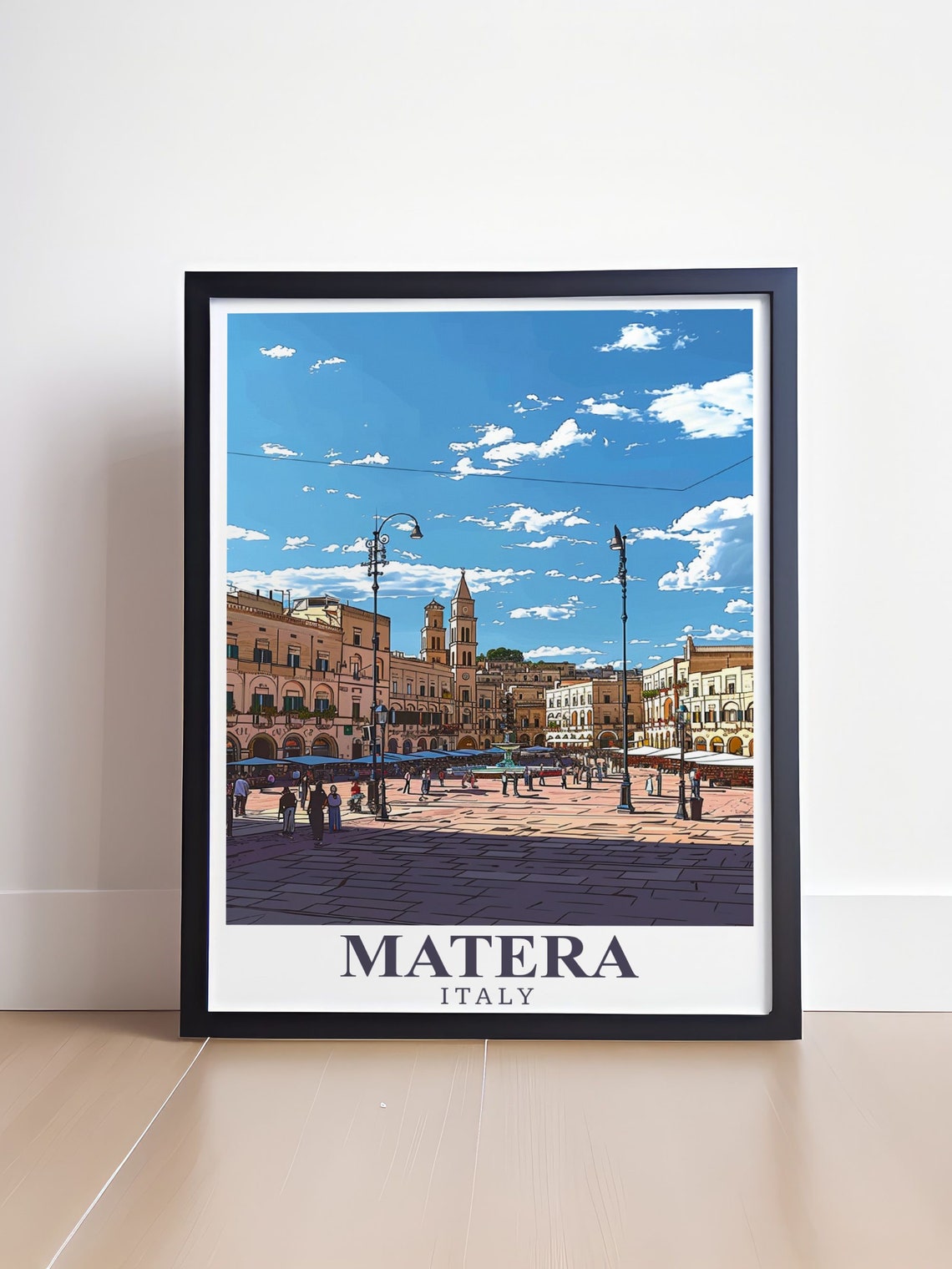 Matera Italy Piazza Vittorio Veneto Cathedral Square Travel Poster - Image 4