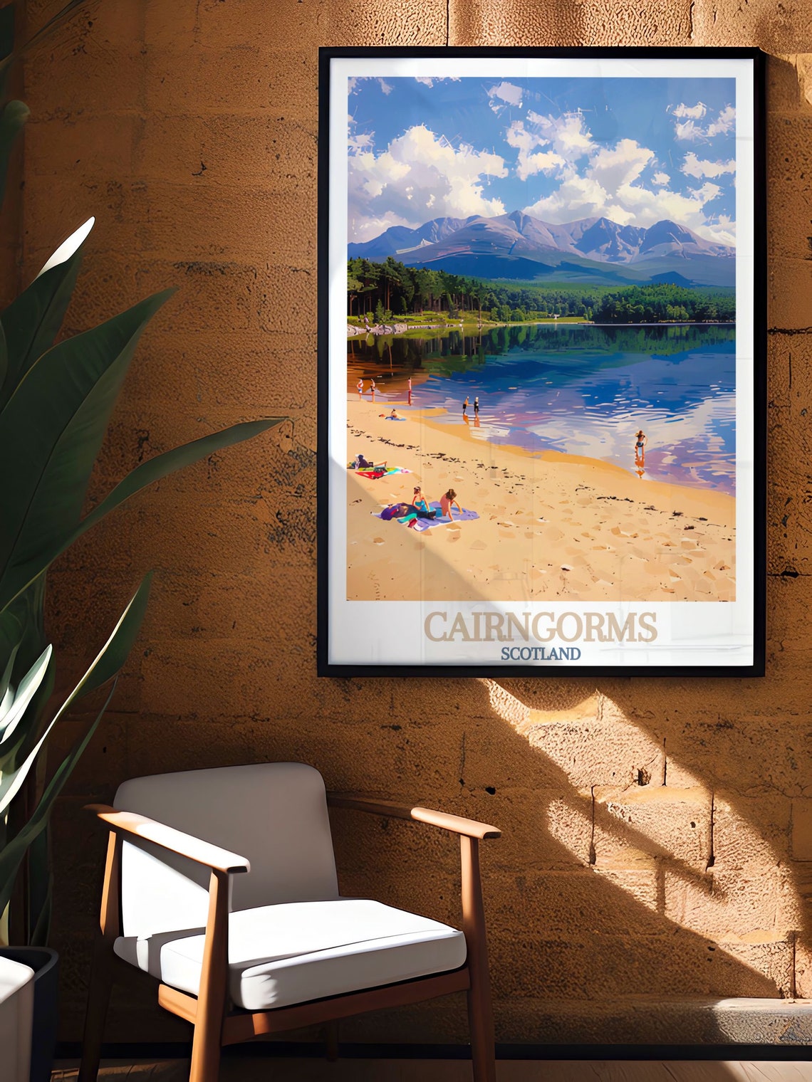 Cairngorms Scotland Loch Morlich Sandy Beach Summer Scene Poster - Image 2