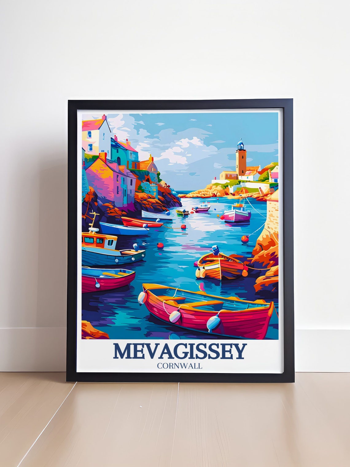 Mevagissey Cornwall Harbor With Colorful Fishing Boats Poster - Image 4