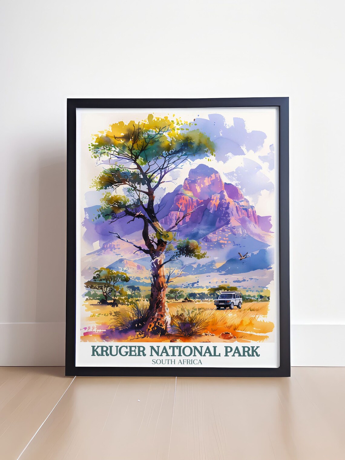 Kruger National Park Watercolor Safari Scene South Africa Poster - Image 4