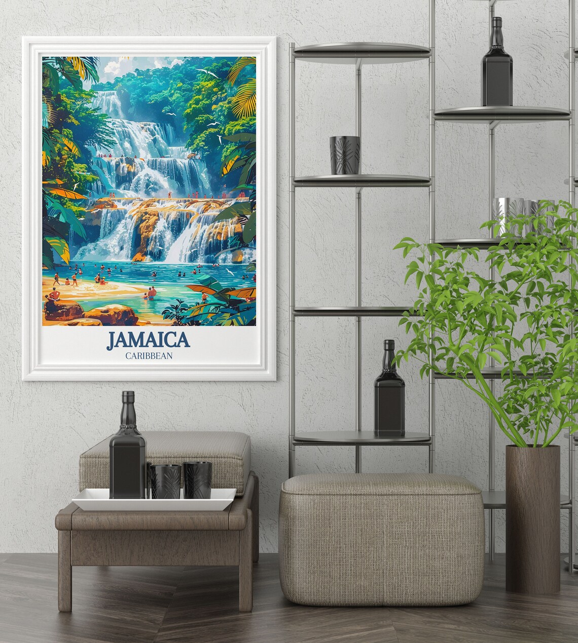 Jamaica Dunns River Falls Travel Poster, Ocho Rios - Image 2