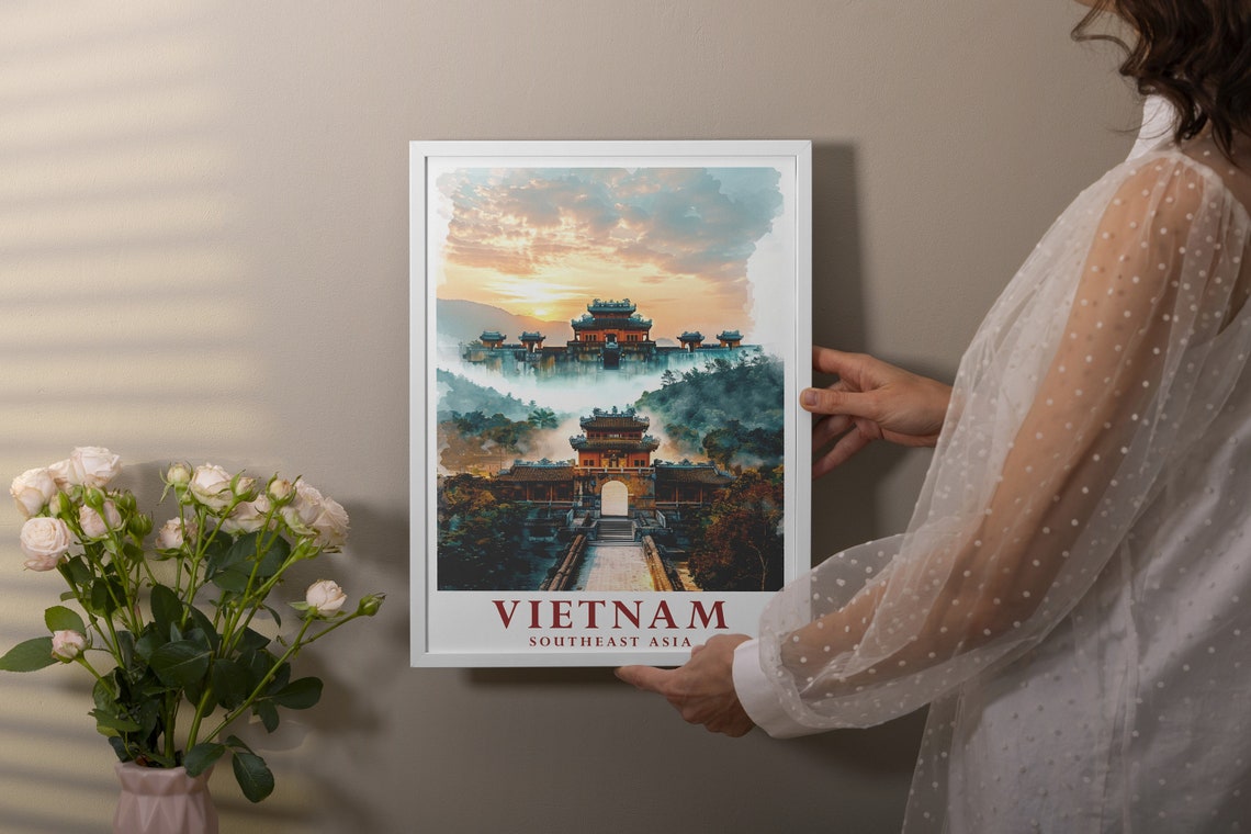Vietnam Wall Art Hue Imperial City Decor Vietnam Artwork For Your Home Hue Imperial City Poster Hue Imperial City Travel Poster - Image 2