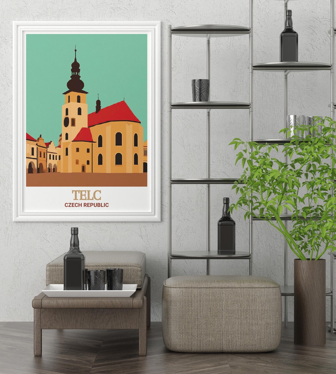 Telc St James Church Historic Czech Republic Old Town Travel Poster - Image 2