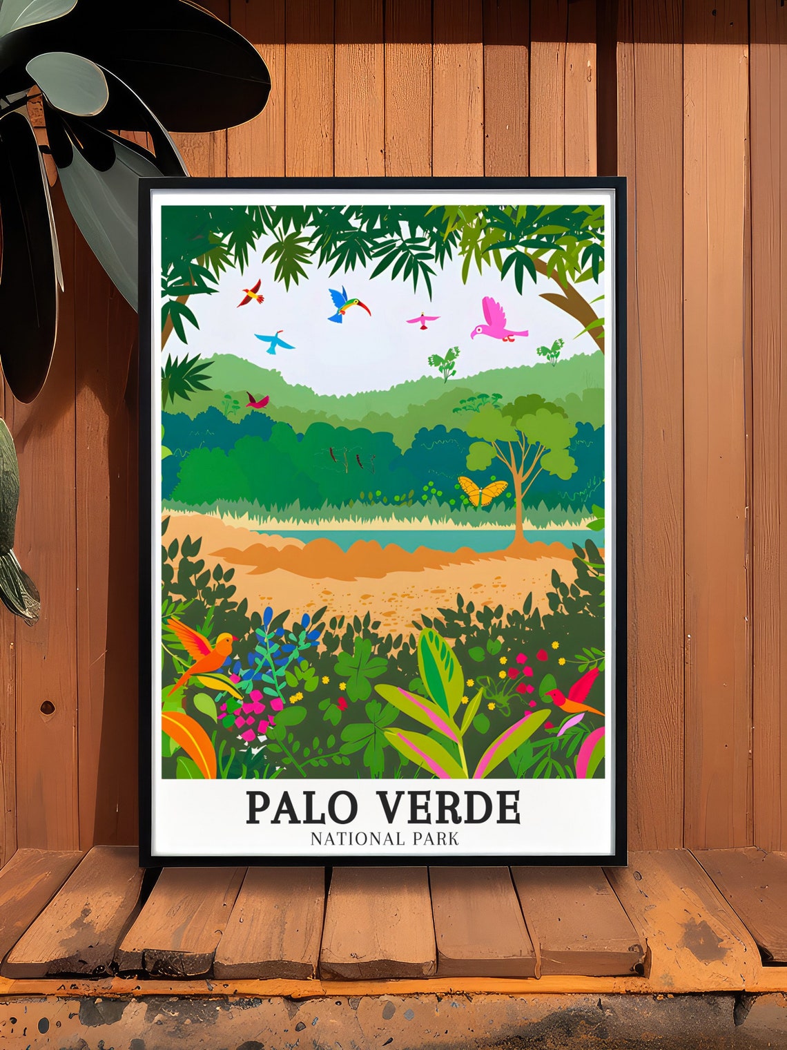 Palo Verde National Park Tropical Parrots and Flowers Poster - Image 2