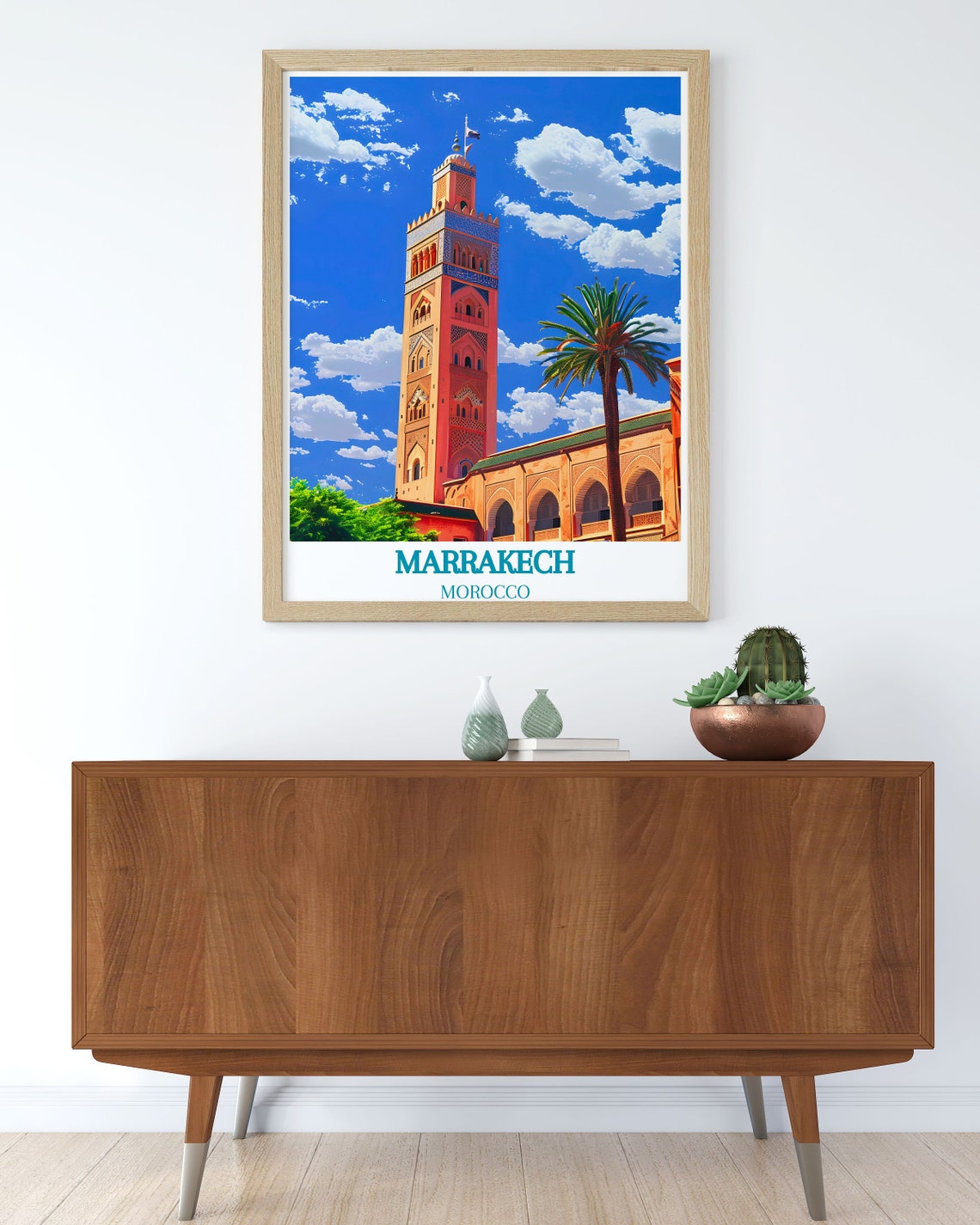 Marrakech Koutoubia Mosque Minaret Palm Tree Morocco Travel Poster - Image 2