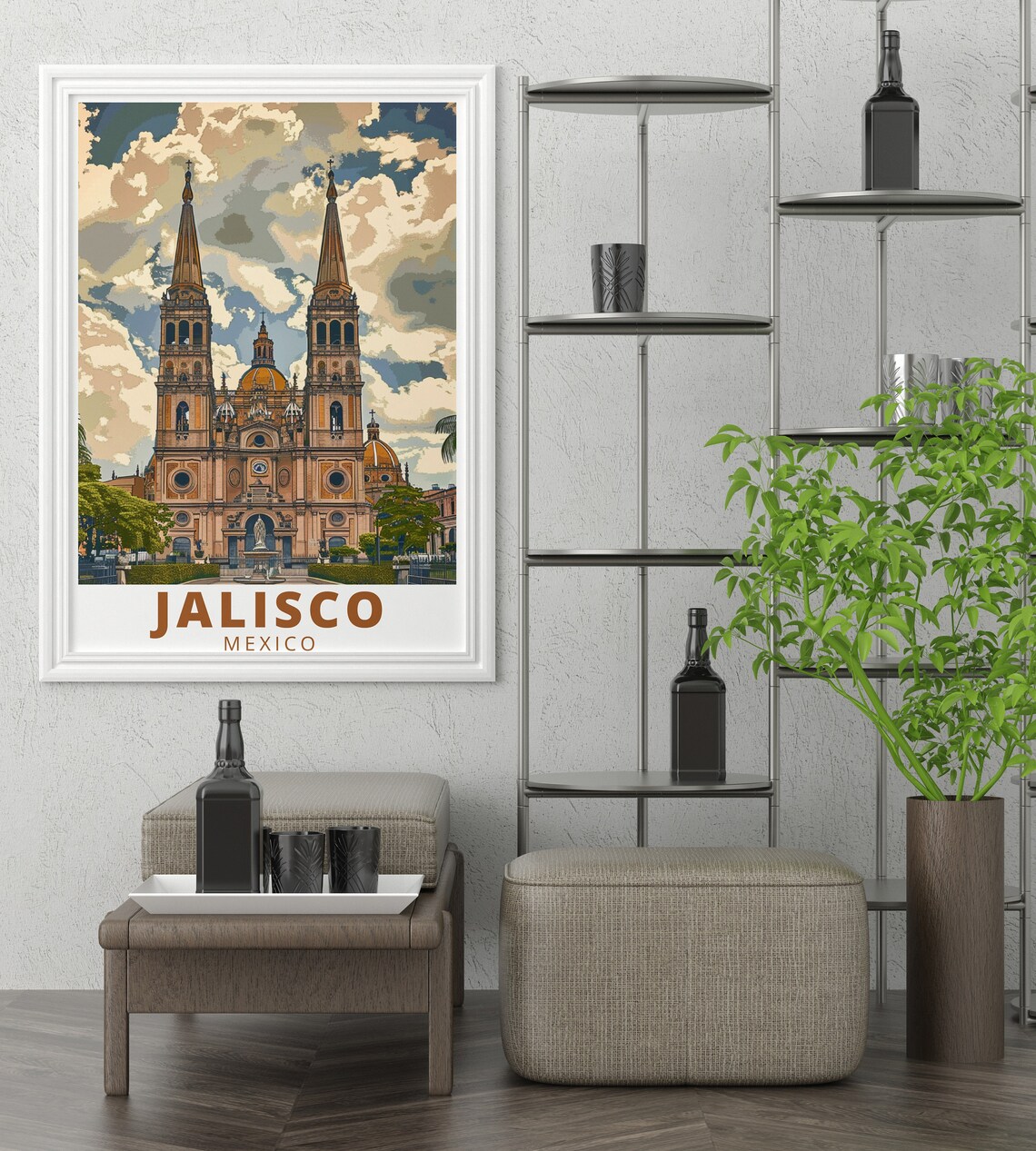 Jalisco Mexico Travel Poster, Guadalajara Cathedral - Image 3