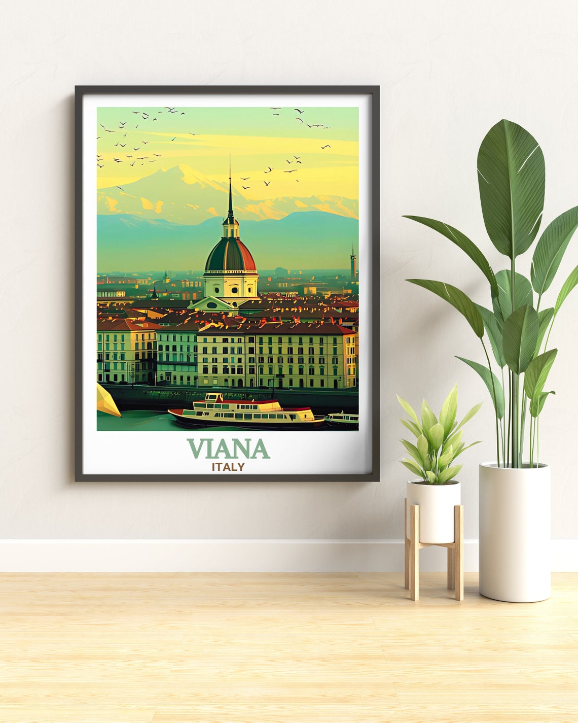 Turin Italy Mole Antonelliana City Skyline Vintage Travel Poster - Image 2