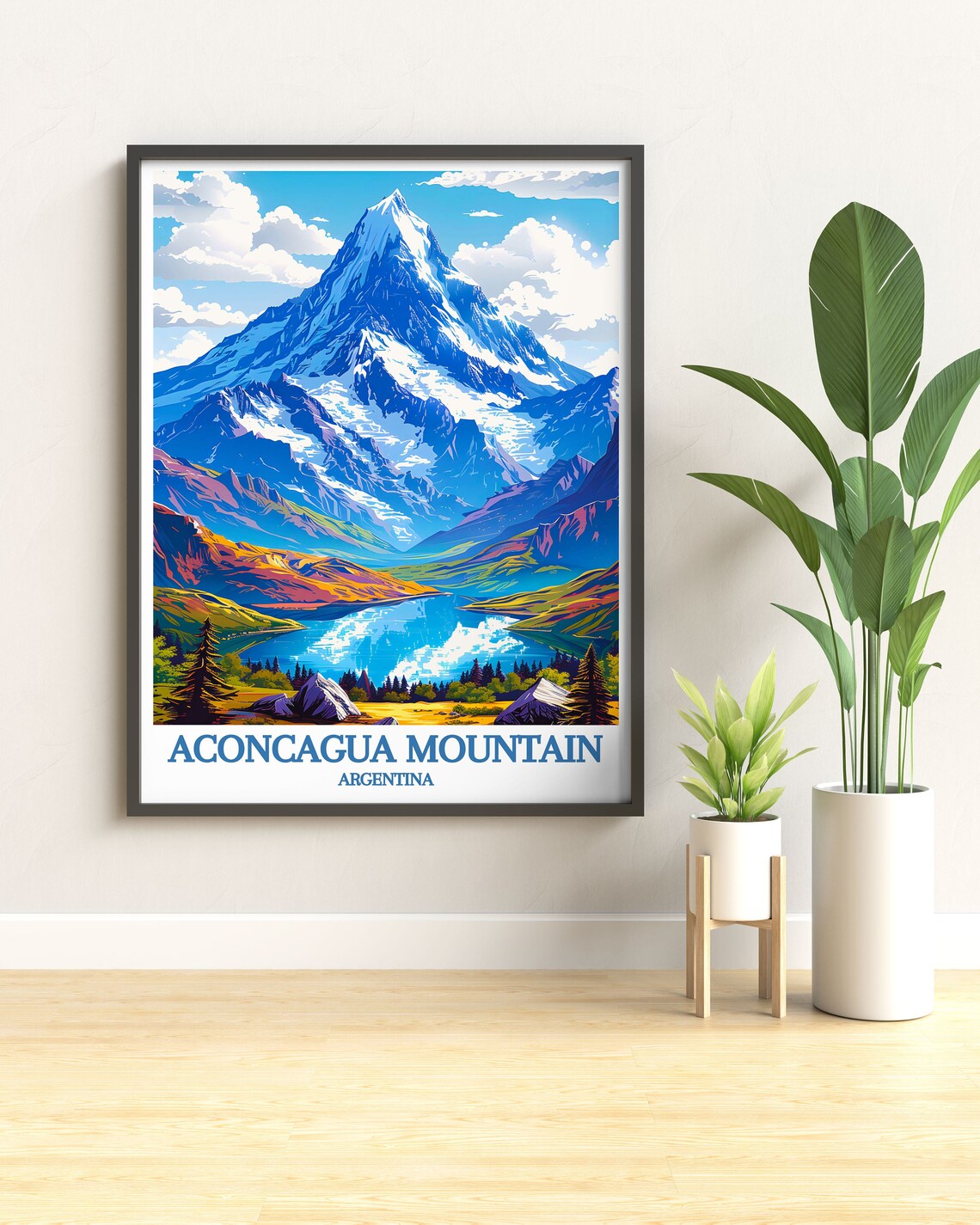 Aconcagua Mountain Travel Poster, Andes Range - Image 3