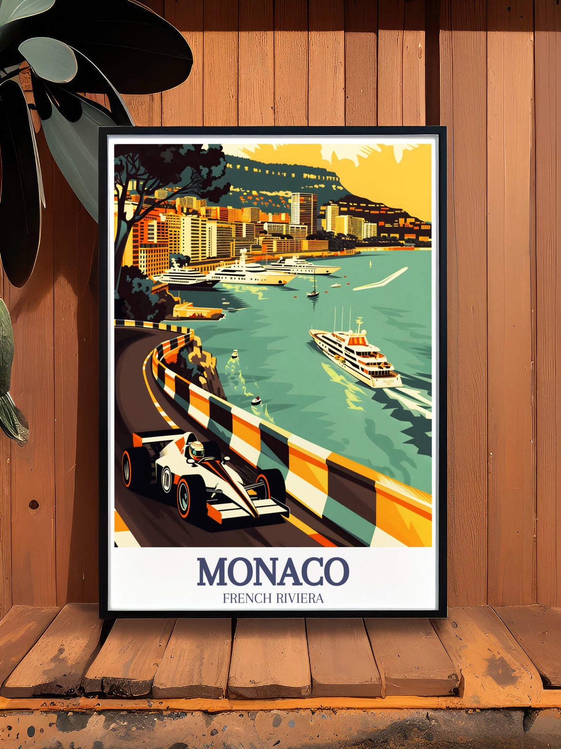 Monaco French Riviera Formula Car Coastal Circuit Harbor Poster - Image 3