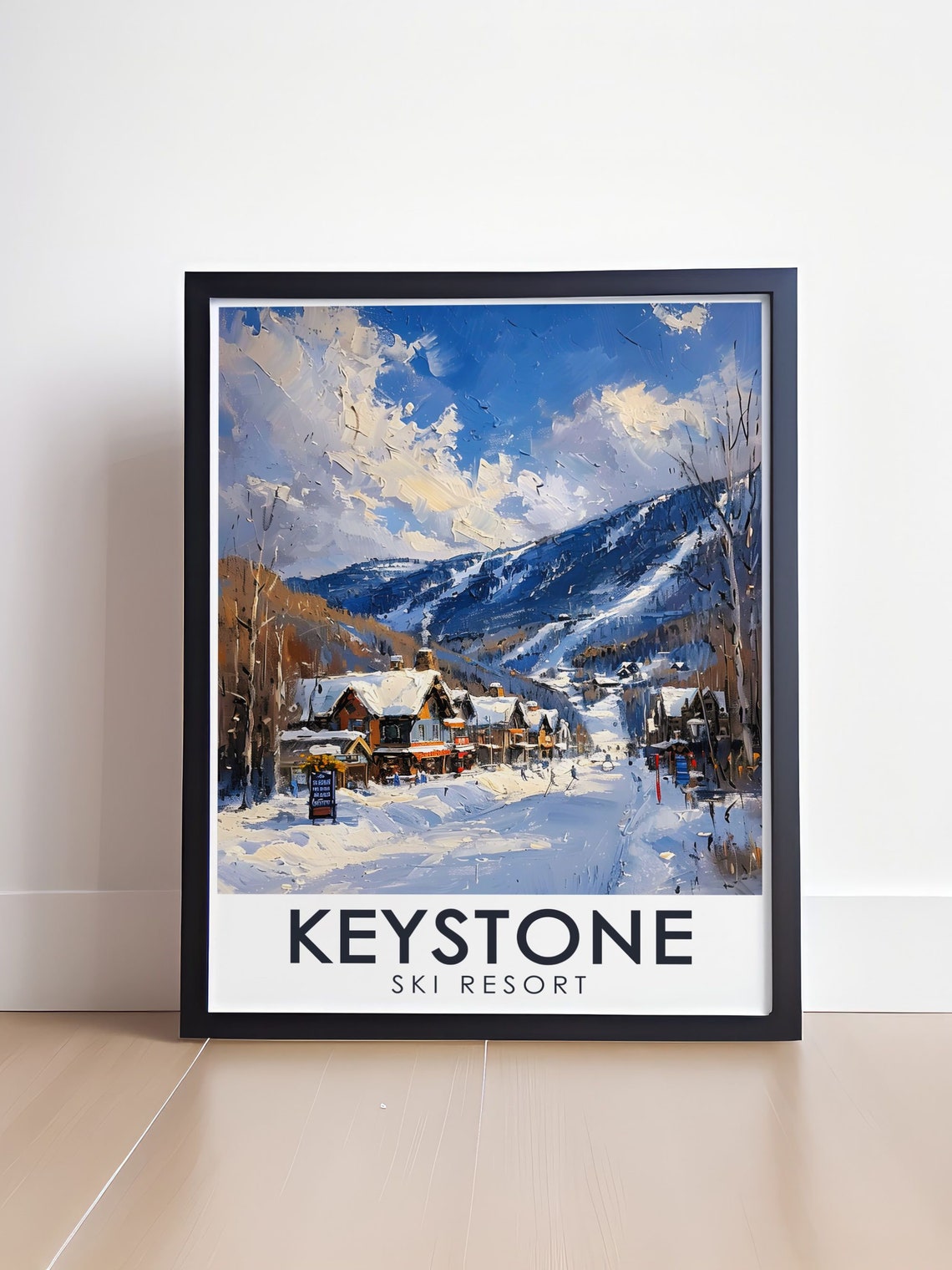 Keystone Snowy Ski Village Slopes Winter Colorado Scene Poster - Image 4