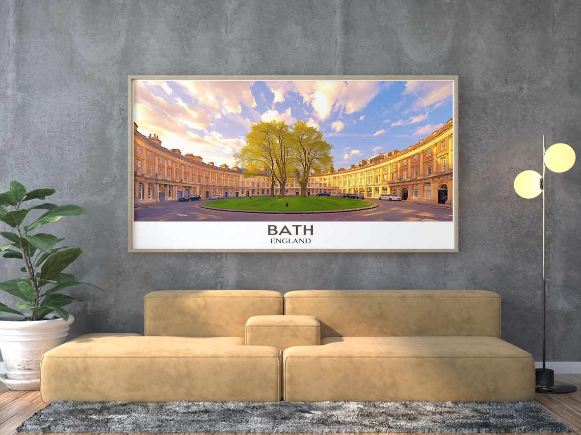 Bath England Royal Crescent Circus Golden Hour Cityscape Poster - Image 2
