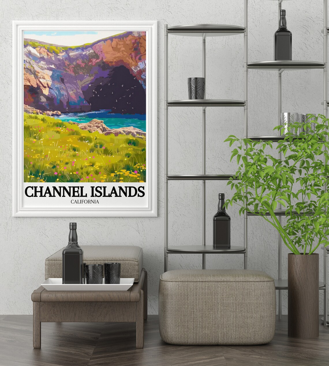 Channel Islands Painted Cave Sea Cliff California Travel Poster - Image 3