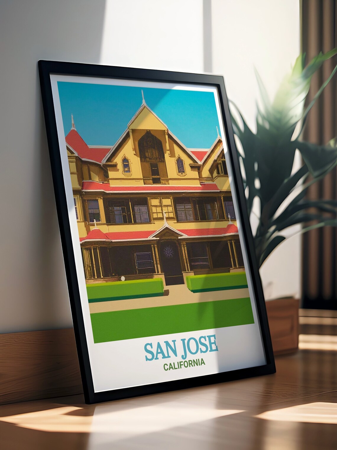 San Jose California Winchester Mystery House Vintage Travel Poster - Image 3