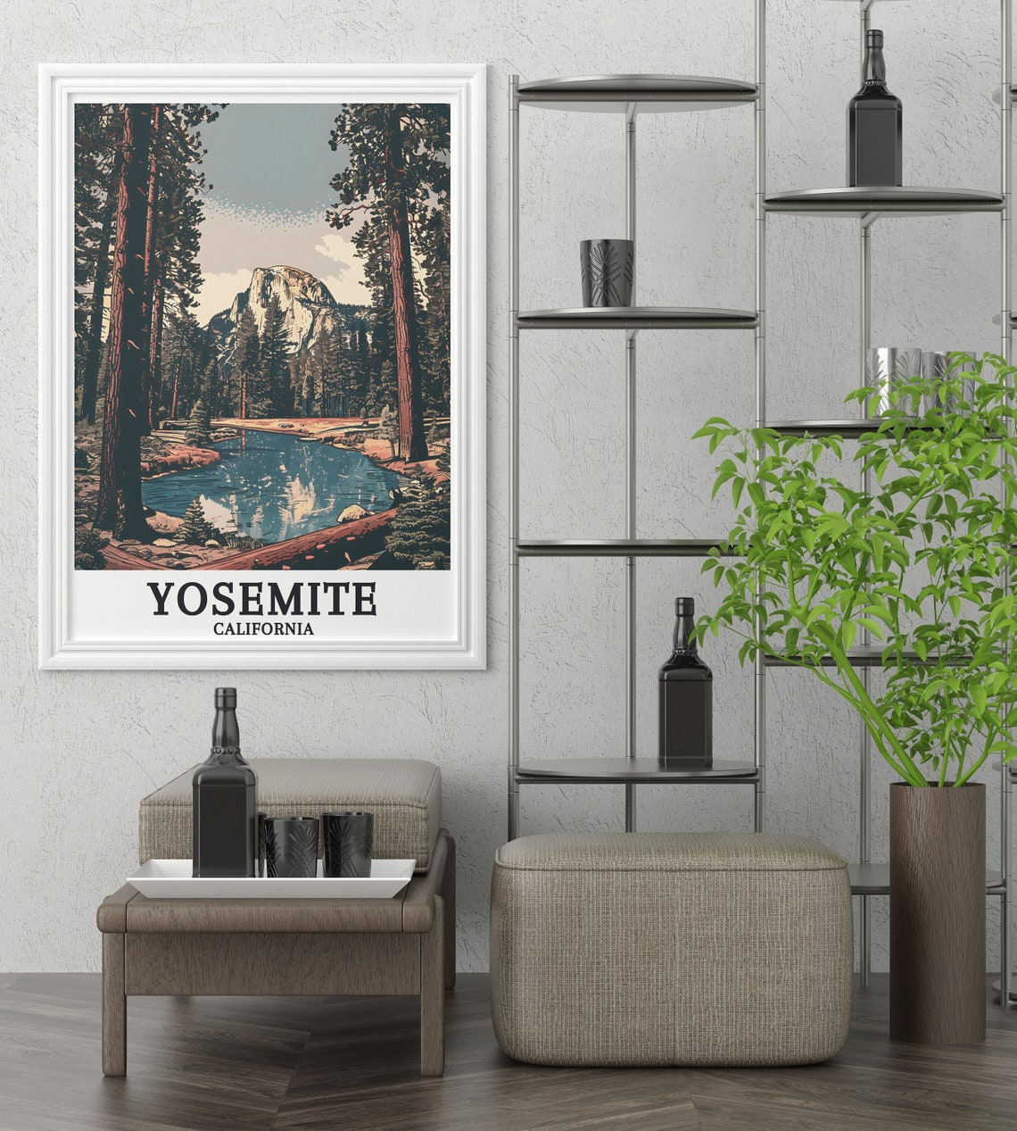Yosemite Half Dome Viewed Through Sunlit Towering Pines River Poster - Image 3