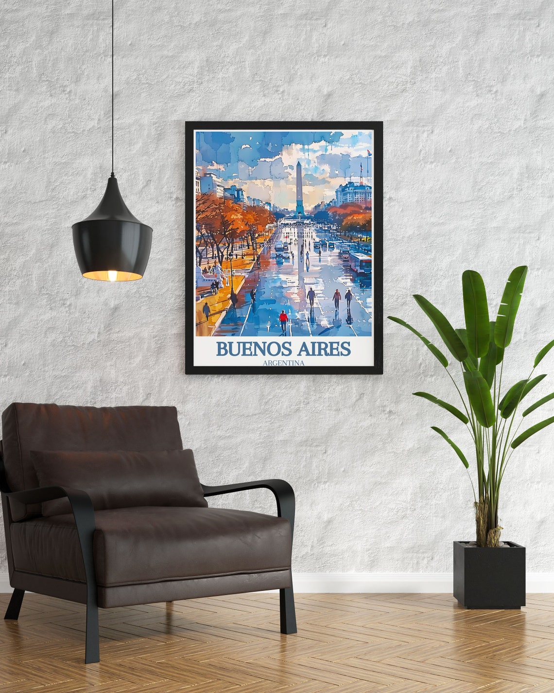 Buenos Aires Obelisk Avenida 9 De Julio Autumn Rain City Poster - Image 2