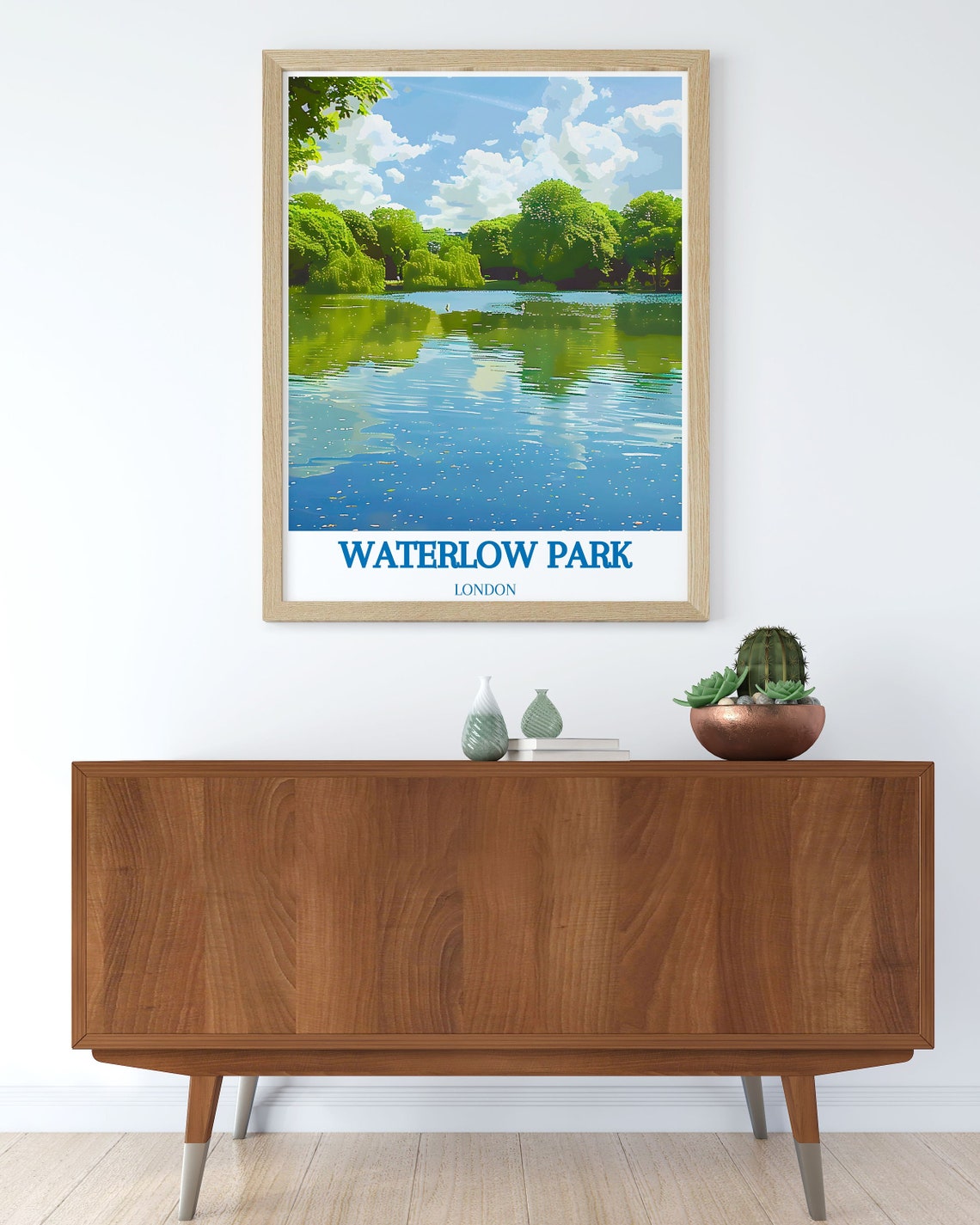 Waterlow Park Lake Vertical View Lush Green Trees London Park Poster - Image 3