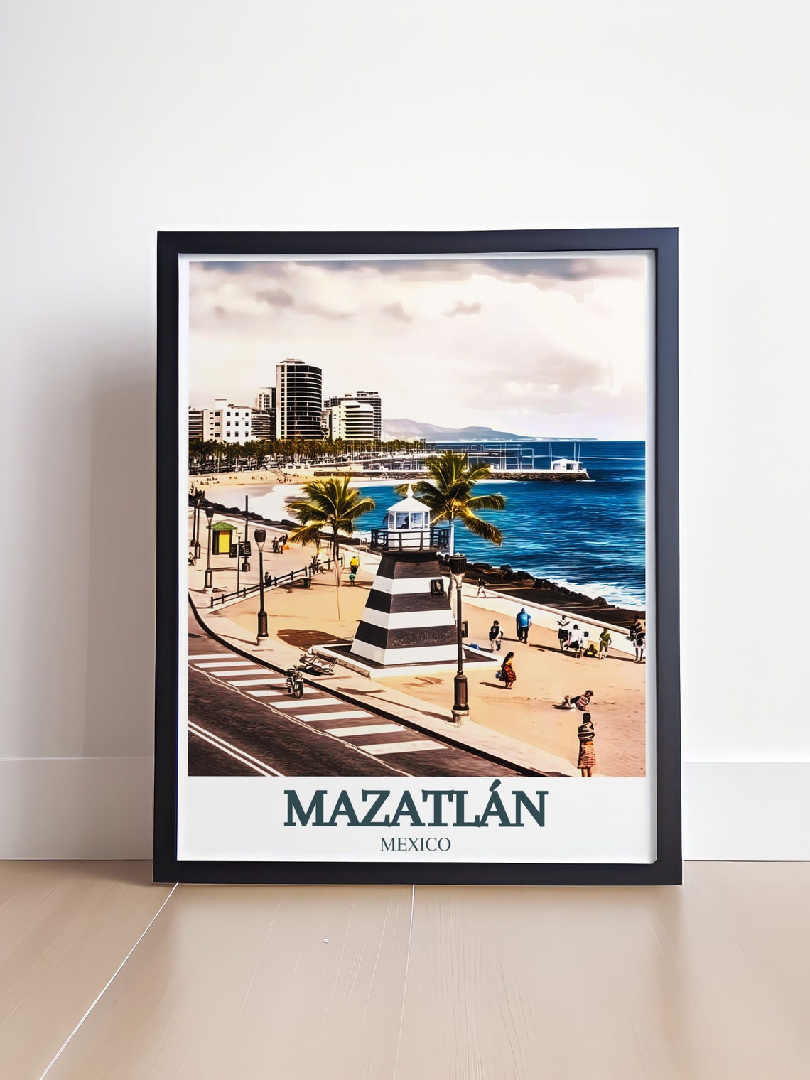 Mazatlán Mexico Malecón Lighthouse Tower and Palm Beach Poster - Image 4