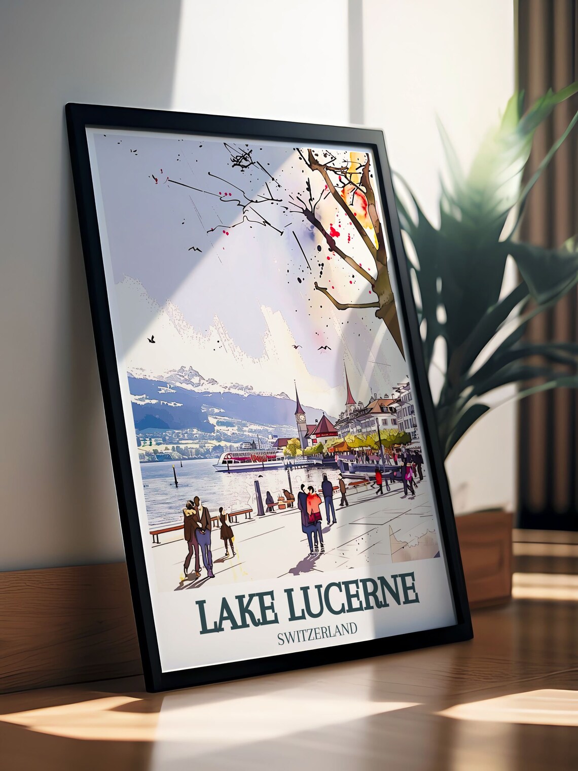 Lake Lucerne Waterfront Promenade Steamer Pilatus View Poster - Image 2