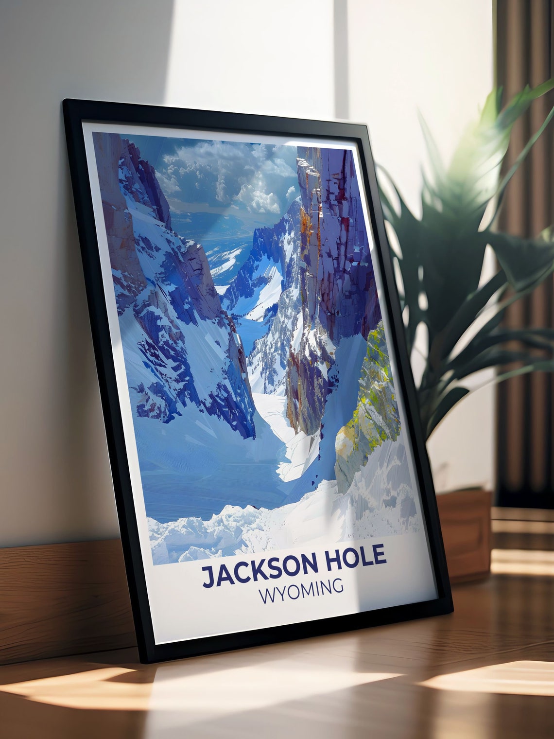 Jackson Hole Wyoming Snowy Mountain Canyon Steep Chute Ski Poster - Image 4