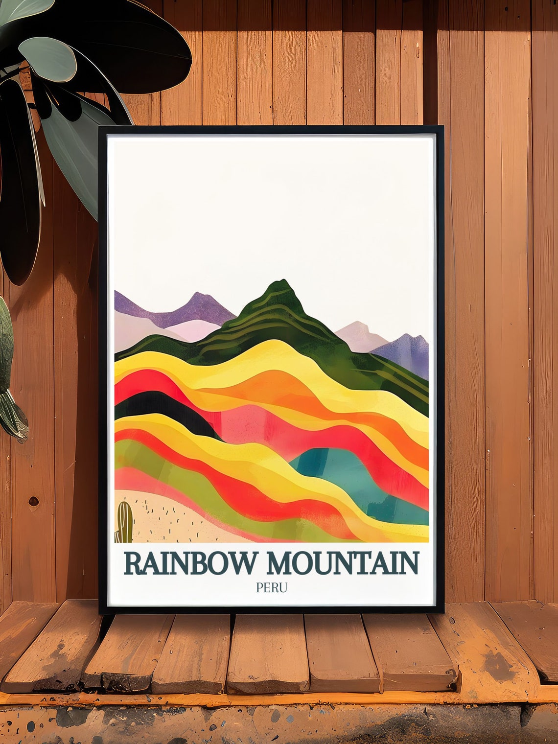 Rainbow Mountain Abstract Colorful Painted Waves Peru Art Print - Image 2