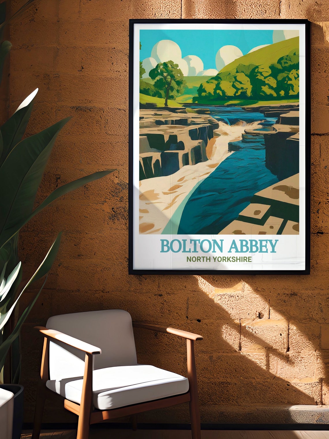 Bolton Abbey The Strid Rocky River Gorge Waterfall View Poster - Image 3