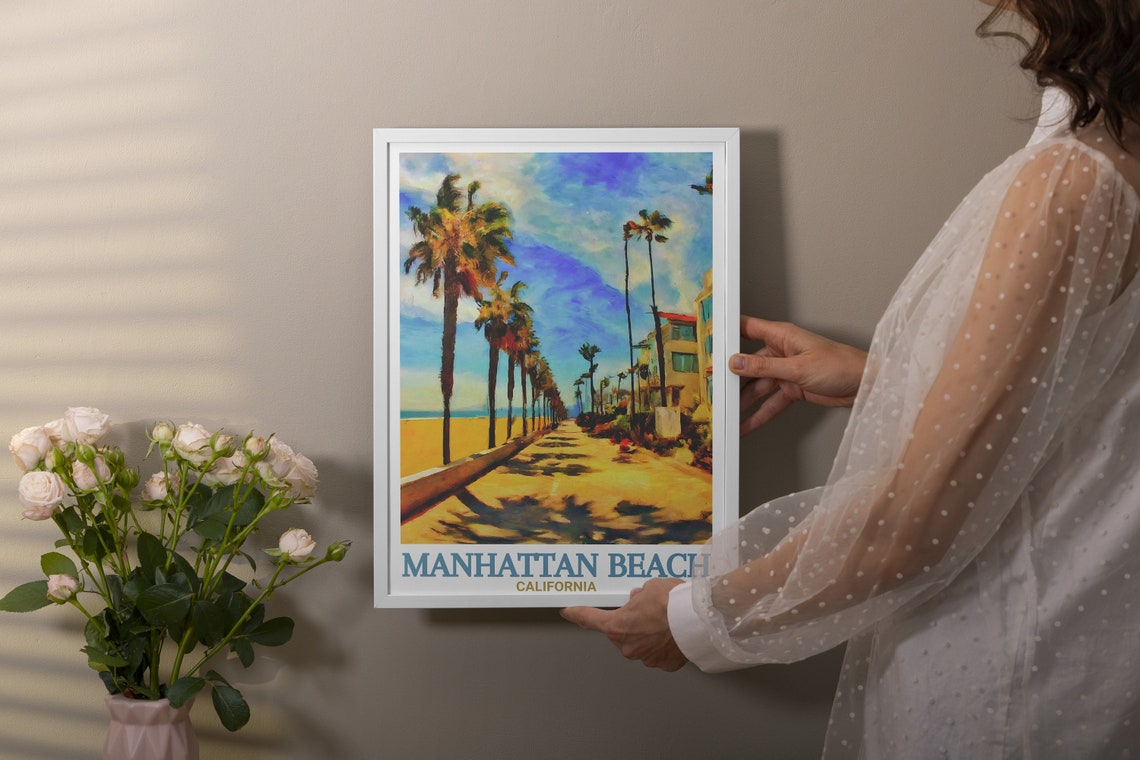The Strand Palm Path Along Manhattan Beach California Travel Poster - Image 3