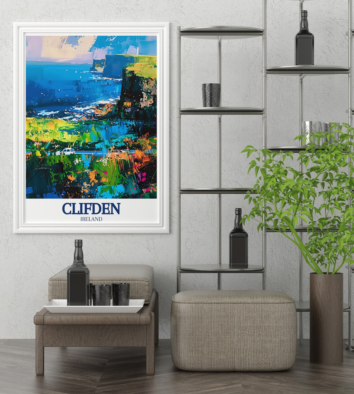 Clifden Ireland Colorful Abstract Coastal Bay Modern Travel Poster - Image 3