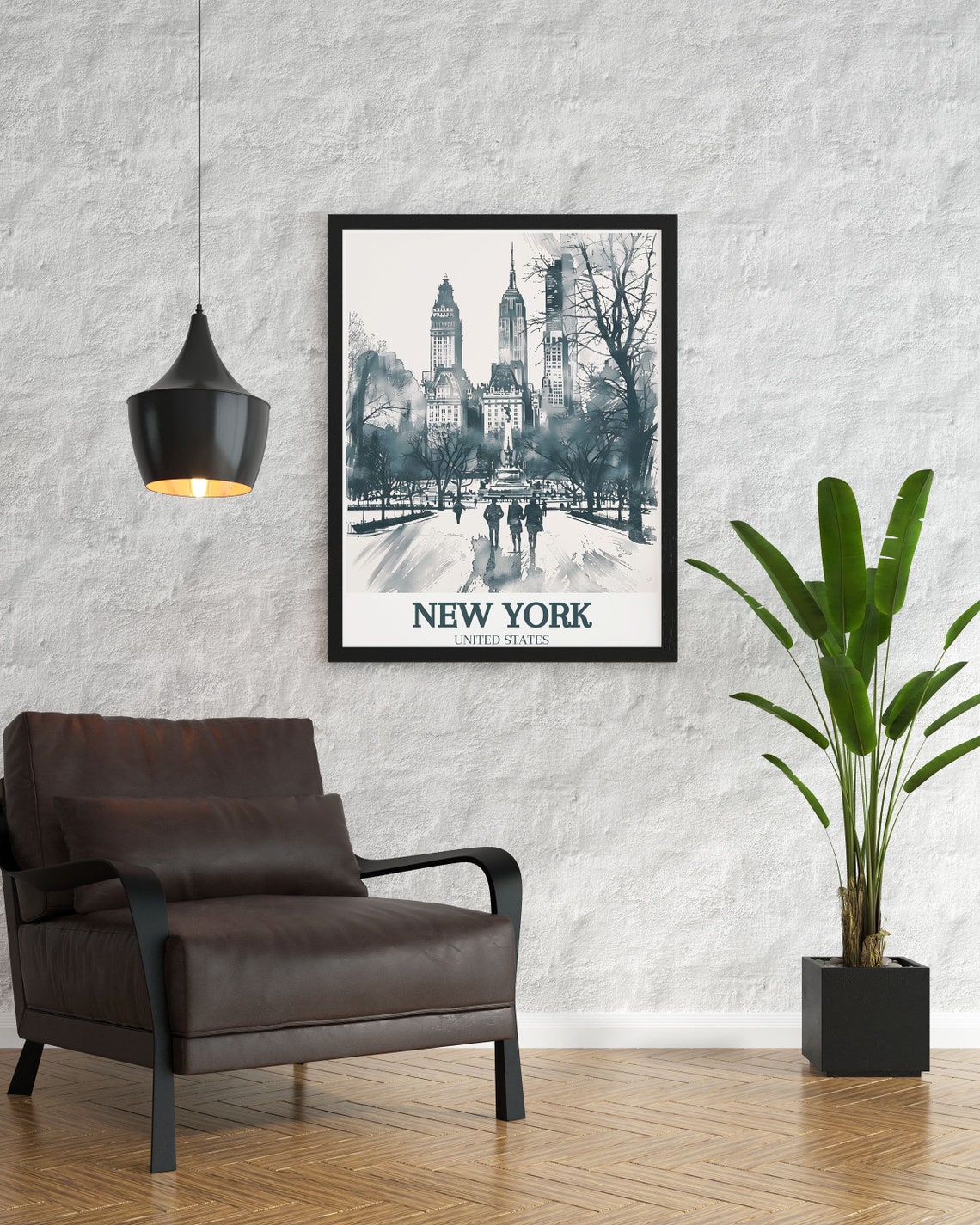 New York Central Park Skyline Watercolor United States Poster - Image 2