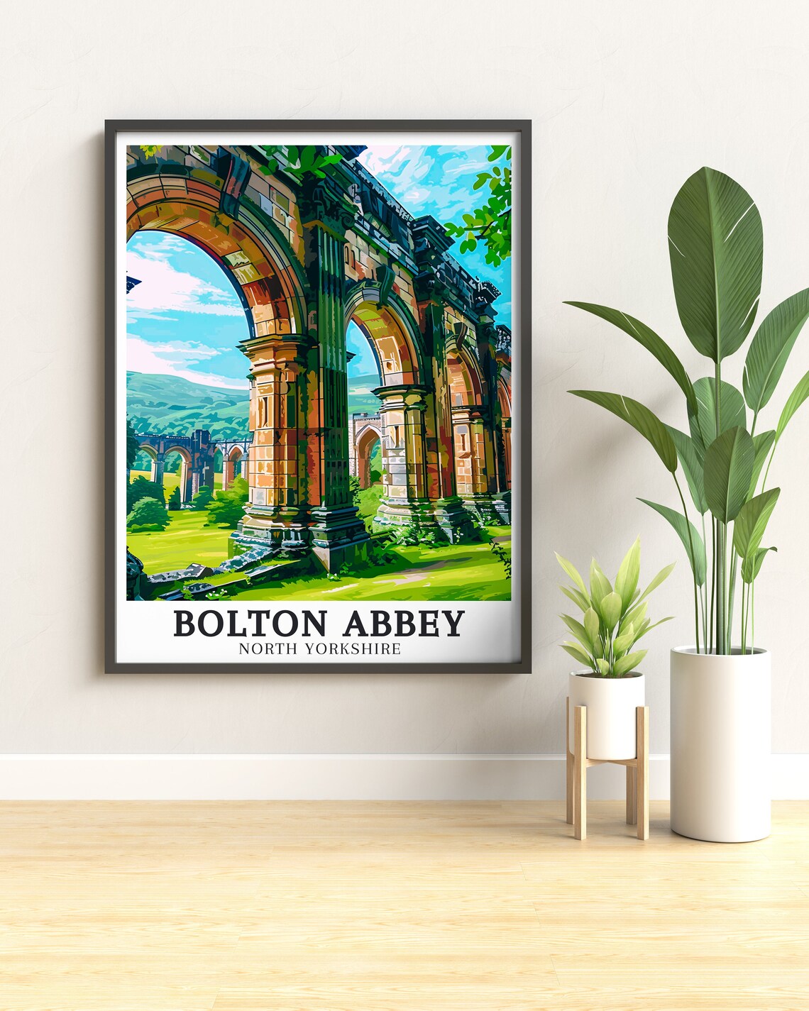 Bolton Abbey North Yorkshire Priory Ruins Arches Travel Poster - Image 2