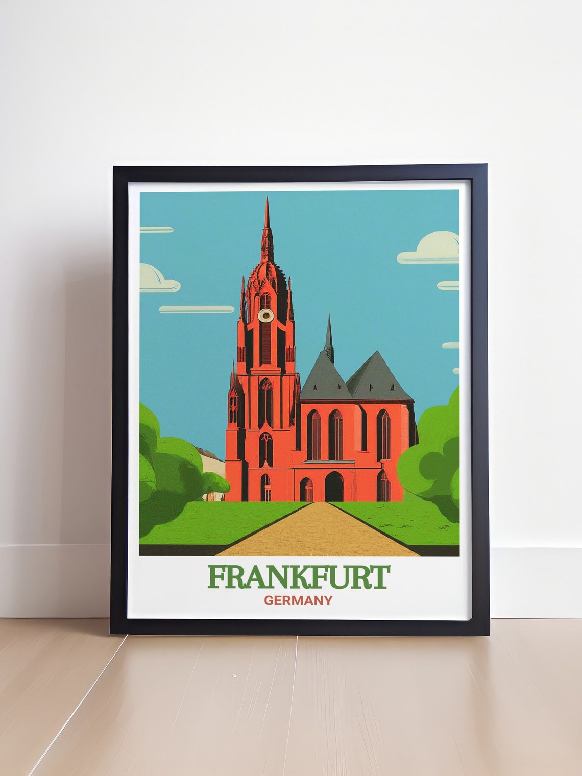 Frankfurt St Bartholomew Cathedral Red Gothic Church Travel Poster - Image 4