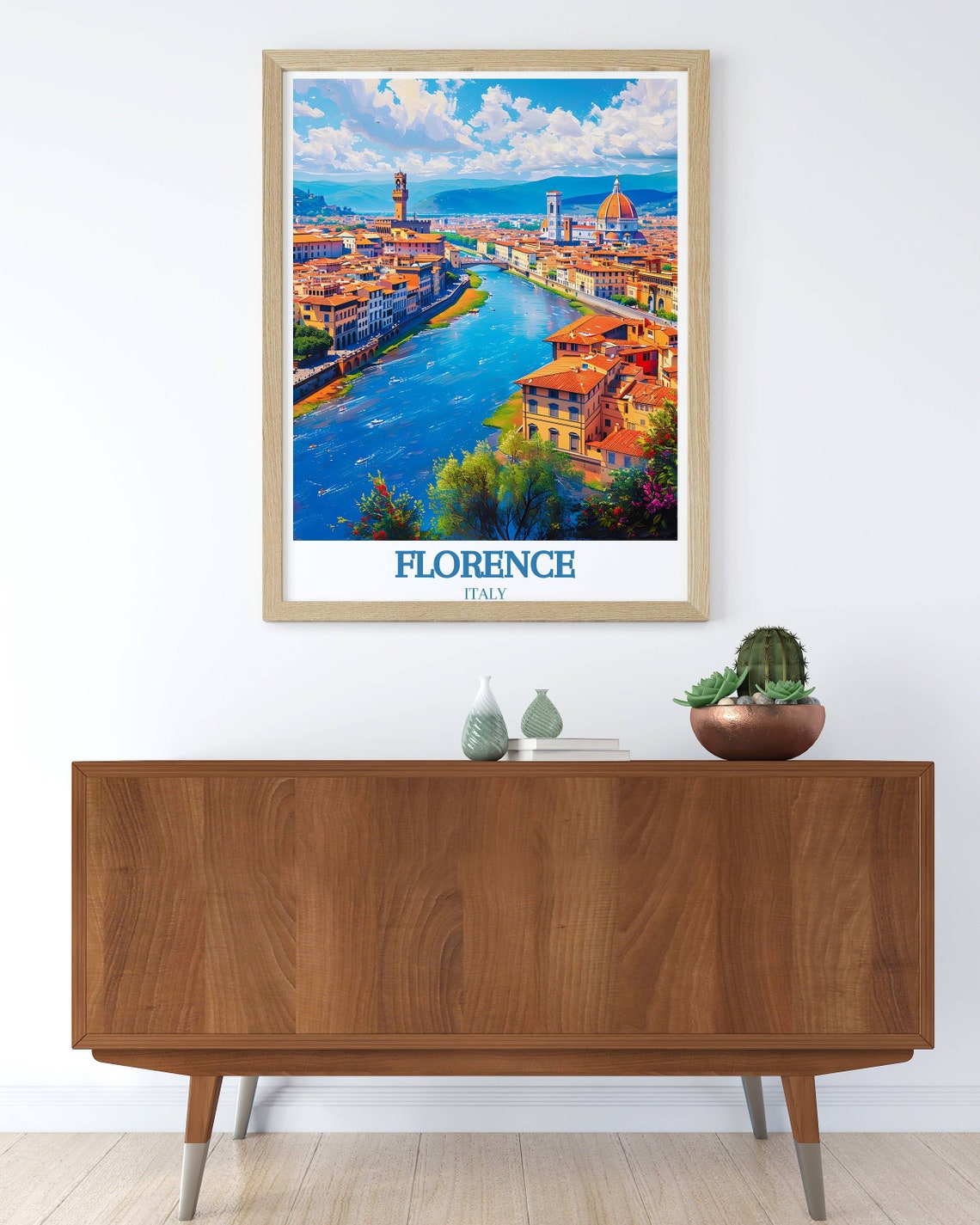 Florence Italy Duomo Skyline Arno River Aerial View Art Poster - Image 3