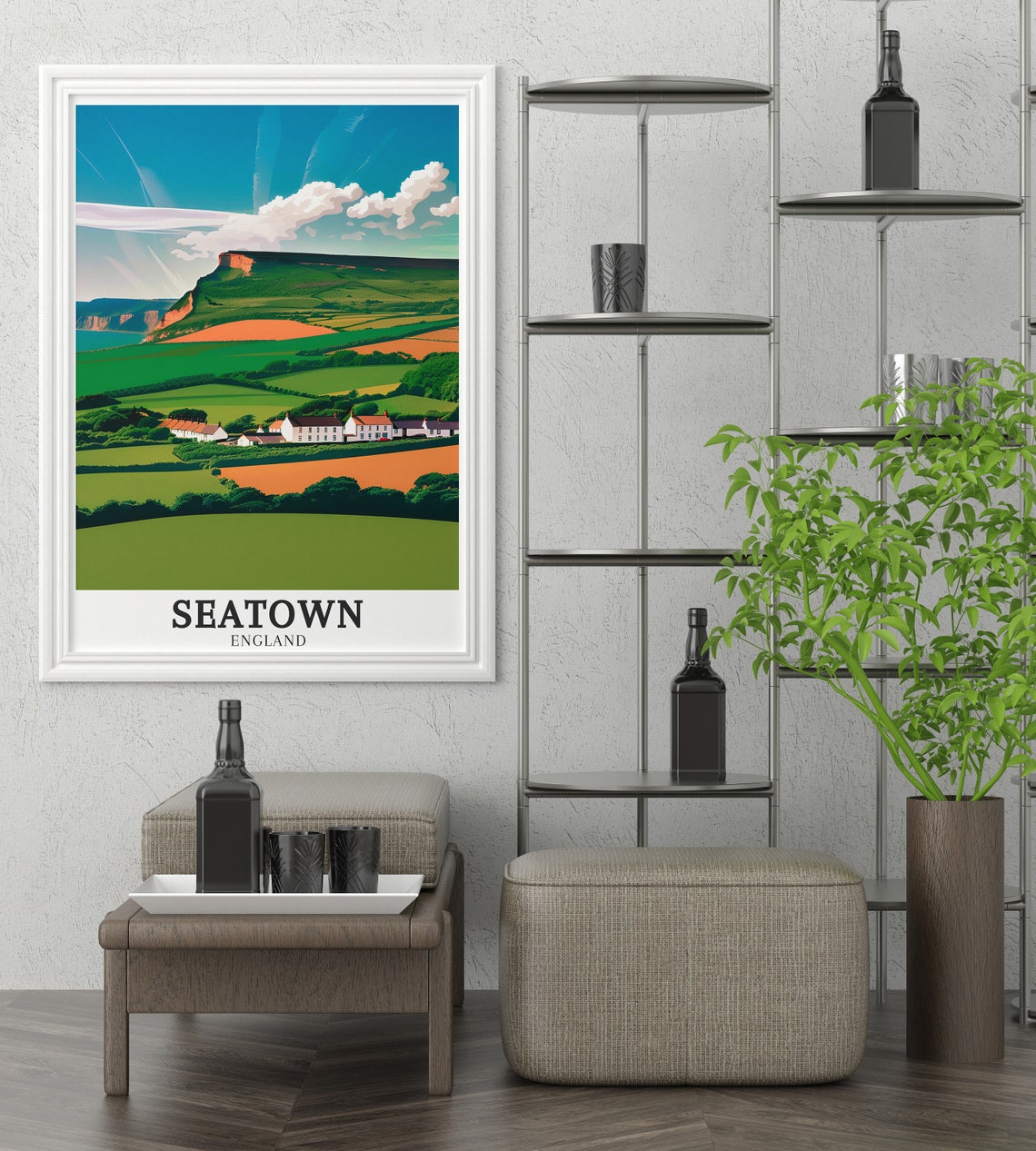 Golden Cap Seatown Jurassic Coast Countryside Hills View Poster - Image 2