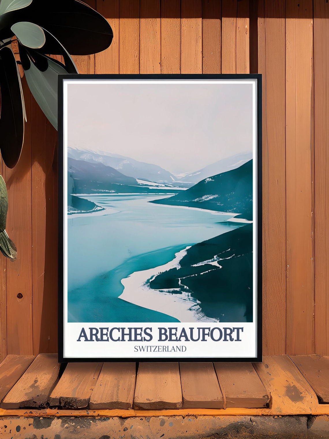 Areches Beaufort Serene Alpine Lake And Snowy Mountain View Poster - Image 3