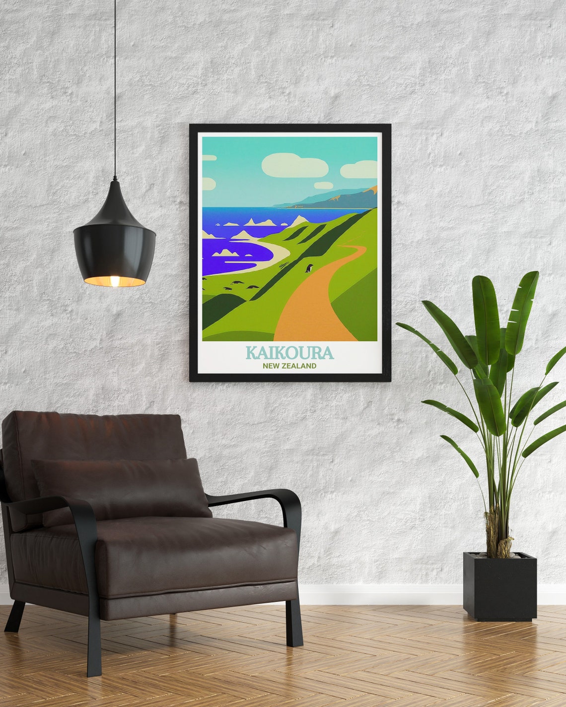 Kaikoura Posters Travel Poster Of Kaikoura Peninsula Walkway New Zealand Coastal Art Kaikoura Peninsula Walkway Travel Poster - Image 3