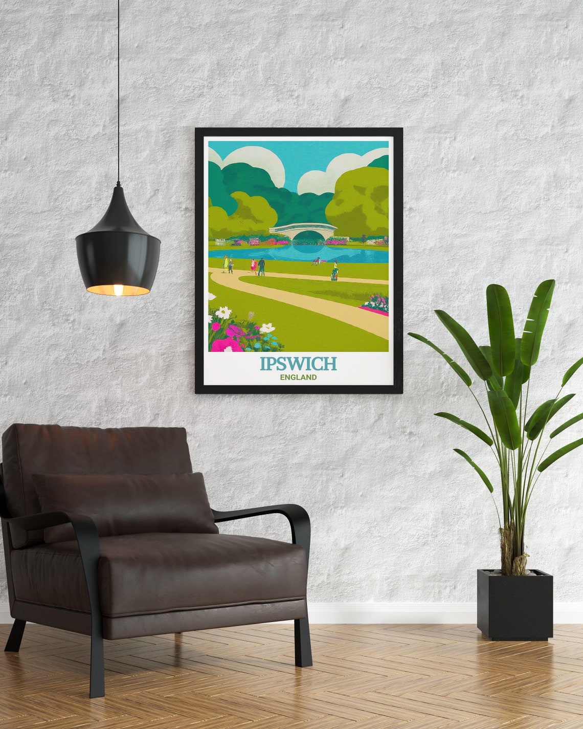 Ipswich Holywells Park Lake Gardens Retro England Nature Poster - Image 2