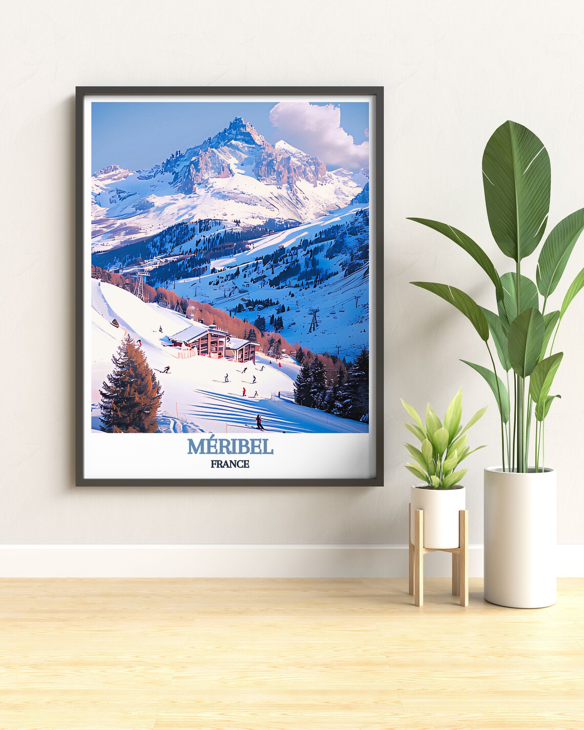 Mribel Ski Resort Retro Travel Poster, Three Valleys - Image 3