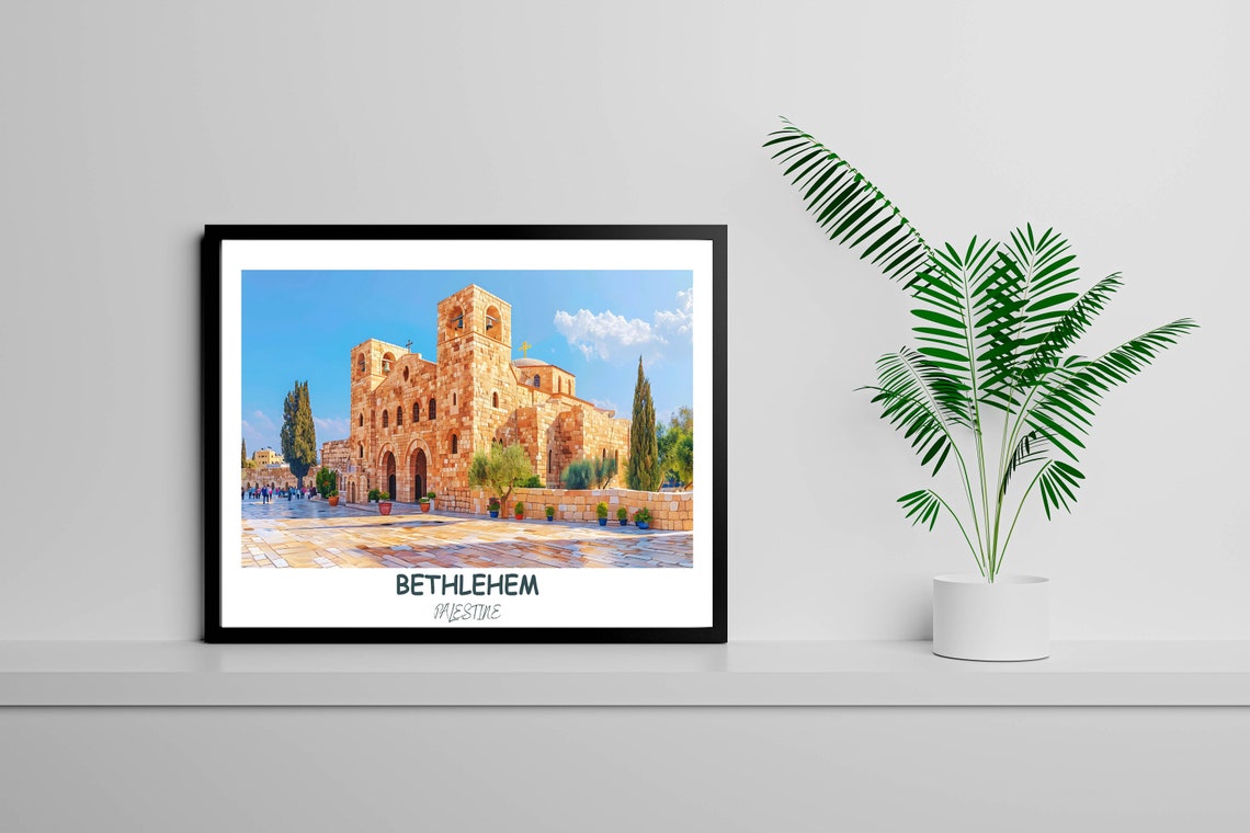 Palestine Travel Print Bethlehem Church Of The Nativity Palestine Travel Gift Vintage Travel Poster Printable City Poster - Image 4