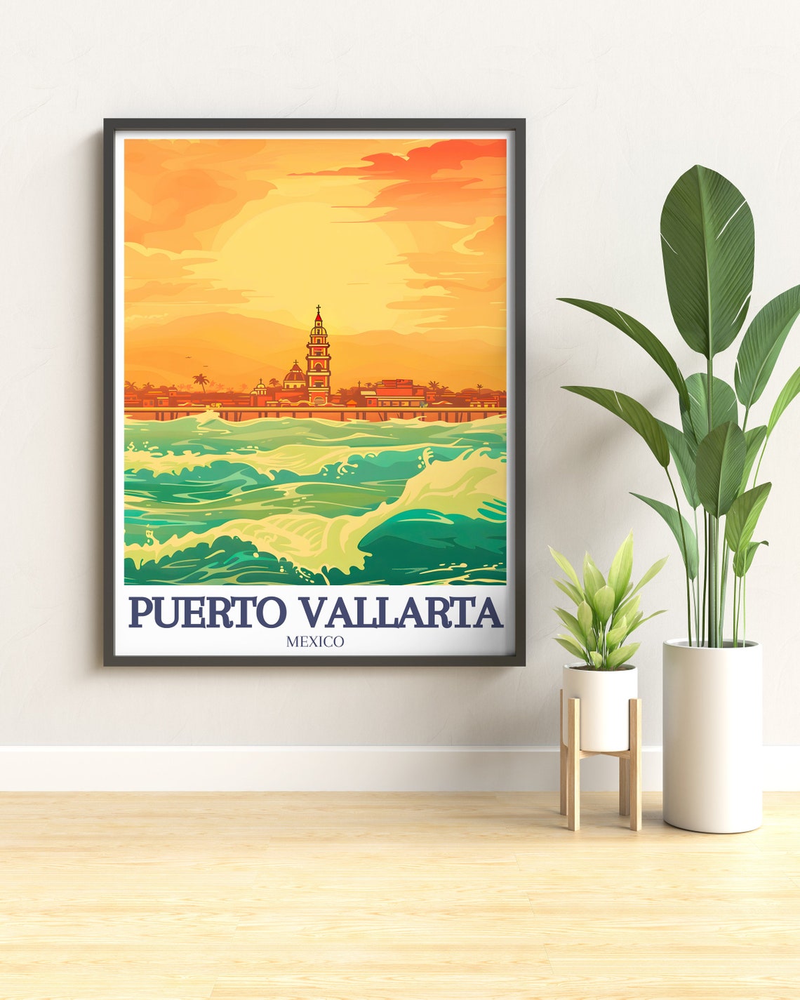 Puerto Vallarta Church Art Malecn Boardwalk Travel Poster Stunning Church Of Our Lady Of Guadalupe Print Historic Architecture Decor - Image 3