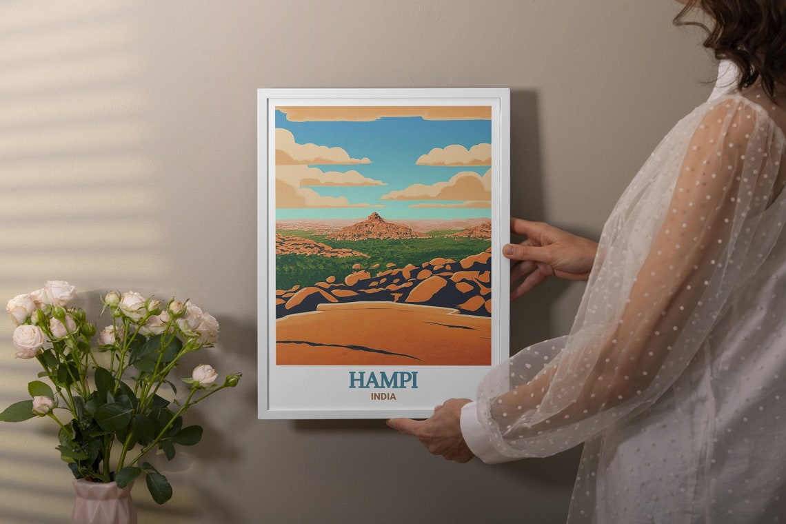 Hampi Matanga Hill Rocky Hills Orange Rock India Travel Poster - Image 3