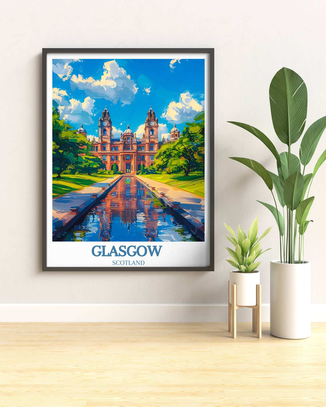 Glasgow Scotland Twin Towers Canal Reflection City Art Poster - Image 2