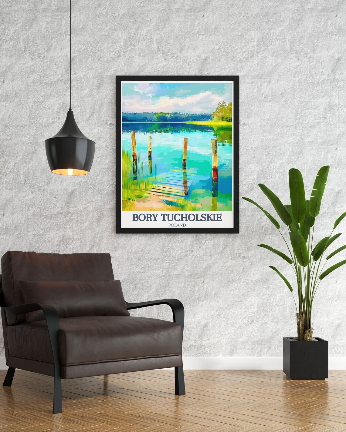 Bory Tucholskie Lake Pier Wooden Posts In Turquoise Water Poster - Image 2