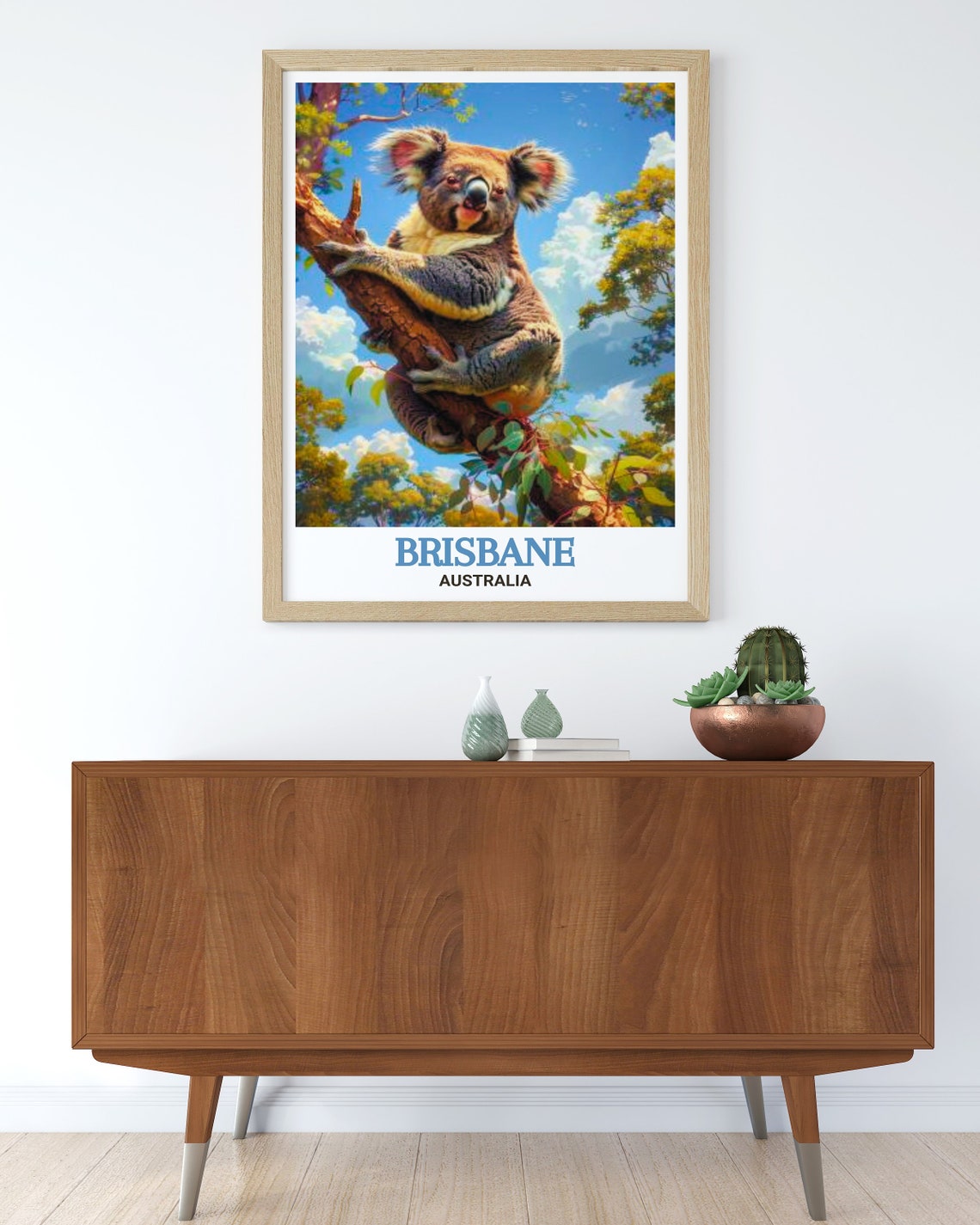 Brisbane Australia Vibrant Koala Portrait Eucalyptus Tree Poster - Image 2
