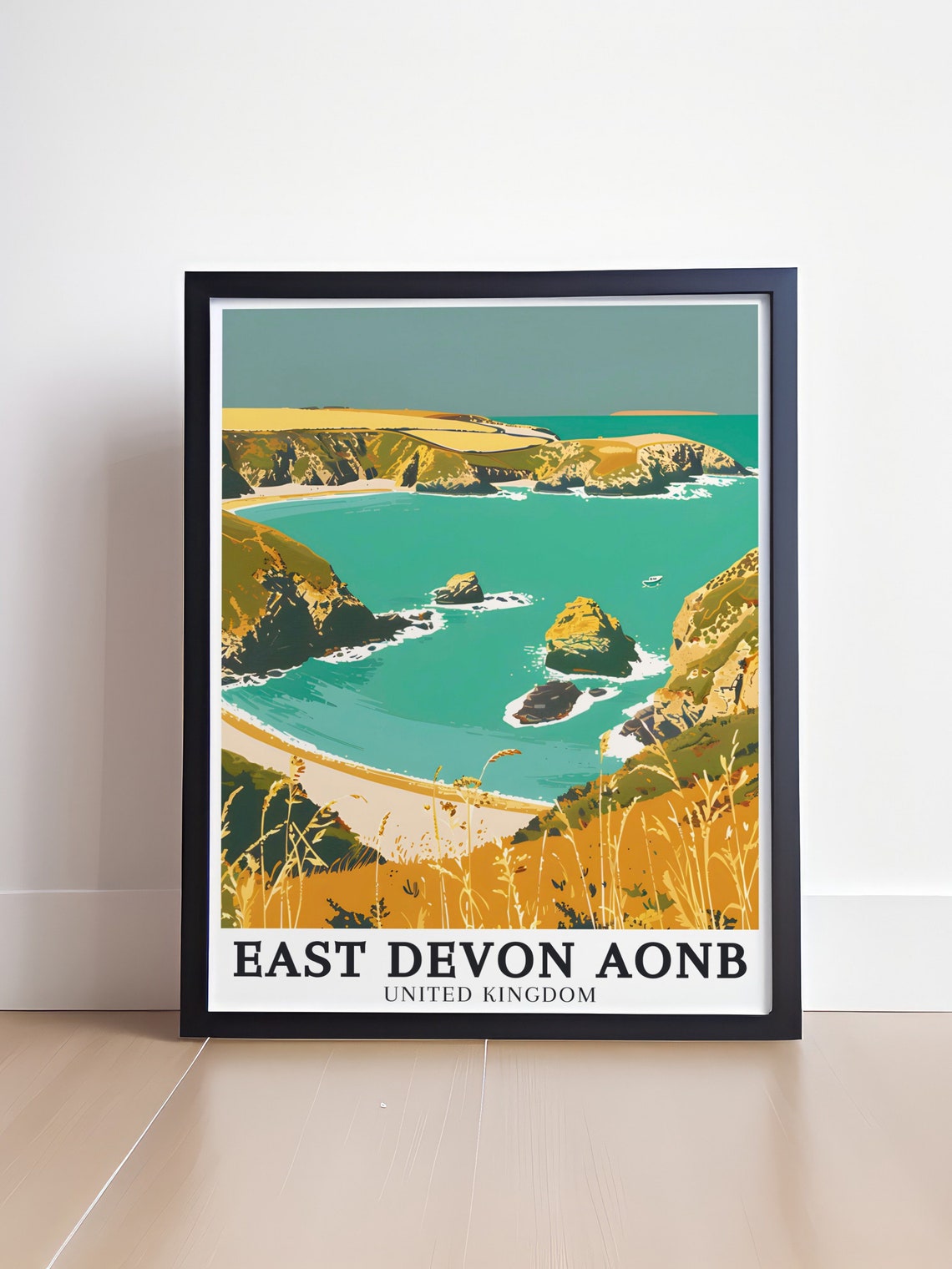 East Devon AONB Branscombe Mouth Turquoise Bay Cliffs Art Poster - Image 4