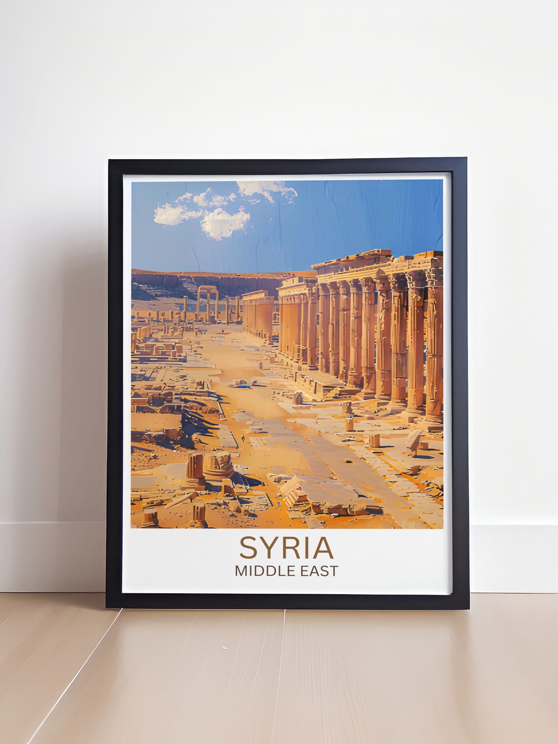 Syria Ancient Desert Colonnade Ruins Golden Stone Travel Poster - Image 2